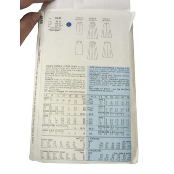 Vintage 80s Very Easy Very Vogue 9946 Skirt Sewing Pattern Size 14 16 18 UNCUT - Picture 4 of 5